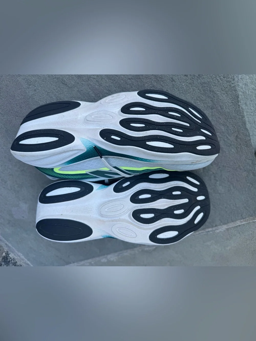 New Balance Grey Teal Running Shoe with Neon Yellow Accent